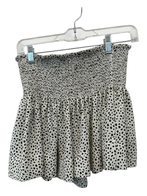 Koch Size XS White & Black Polyester Ruched Animal Print Shorts White & Black / XS