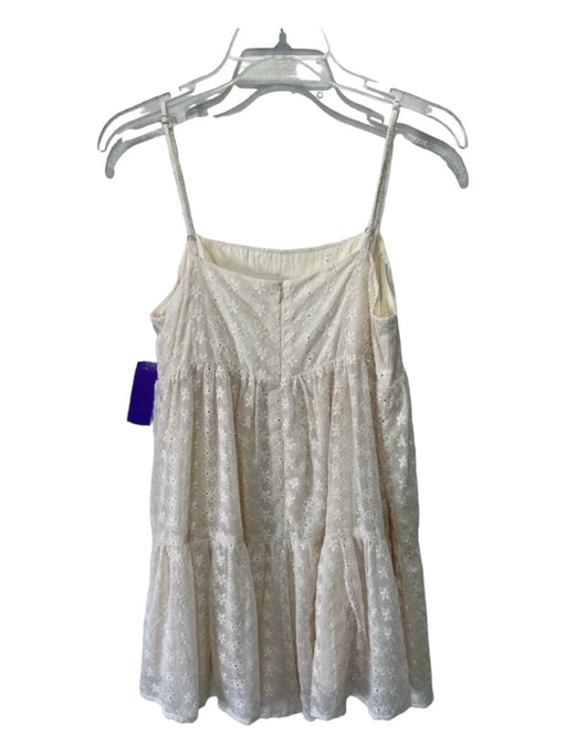 Storia Size M Cream White Polyester Blend Spaghetti Strap Back Zip Dress Cream White / M