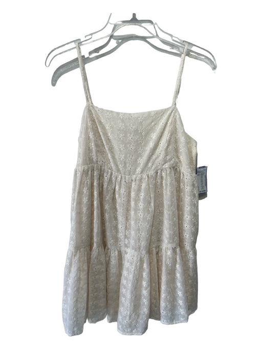 Storia Size M Cream White Polyester Blend Spaghetti Strap Back Zip Dress Cream White / M