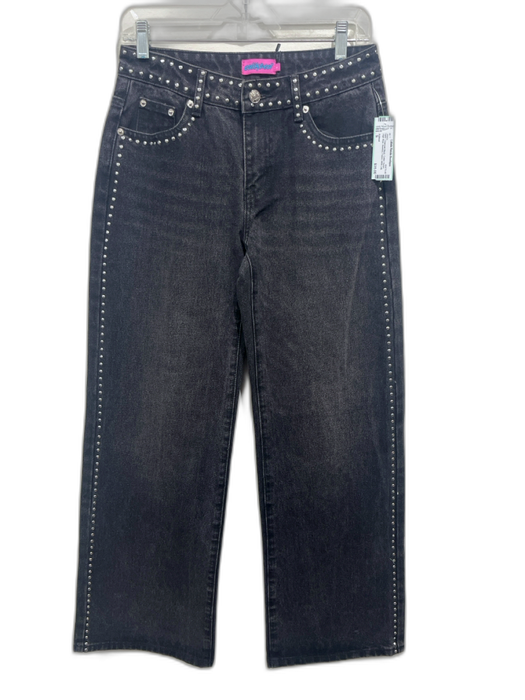 Edikted Size S Charcoal Black Cotton Denim High Rise Studded Faded Jeans Charcoal Black / S