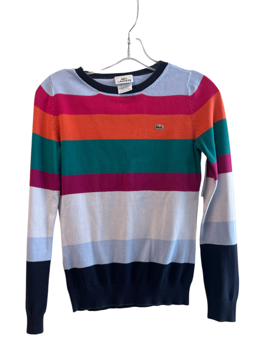 Lacoste Size 34 Multi Cotton Stripe Round Neck Long Sleeve Light Sweater Top Multi / 34