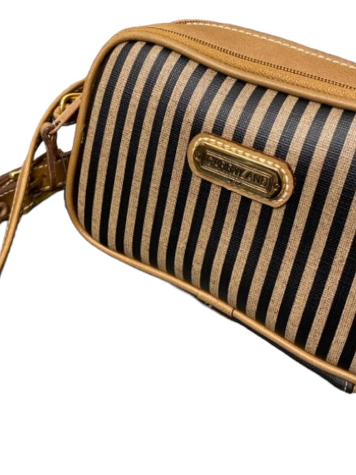 Carryland Tan & black Leather Fanny Pack Adjustable Top Zip Stripe Bag Tan & black / XS