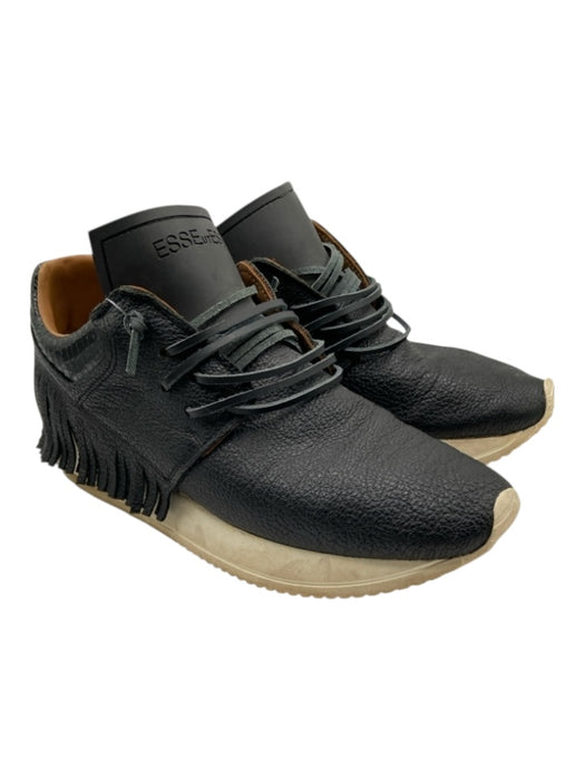 Esse Ut Esse Shoe Size 39 Black Leather Lace Up Fringe embossed detail Sneakers Black / 39