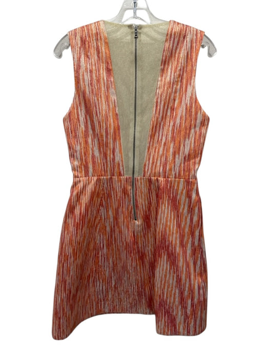 Alice + Olivia Size 6 Orange & Pink Print Abstract Sleeveless Metallic Dress Orange & Pink Print / 6