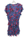 Misa Size Medium Blue & Pink Print Polyester Abstract Paisley Short Sleeve Dress Blue & Pink Print / Medium