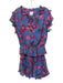 Misa Size Medium Blue & Pink Print Polyester Abstract Paisley Short Sleeve Dress Blue & Pink Print / Medium
