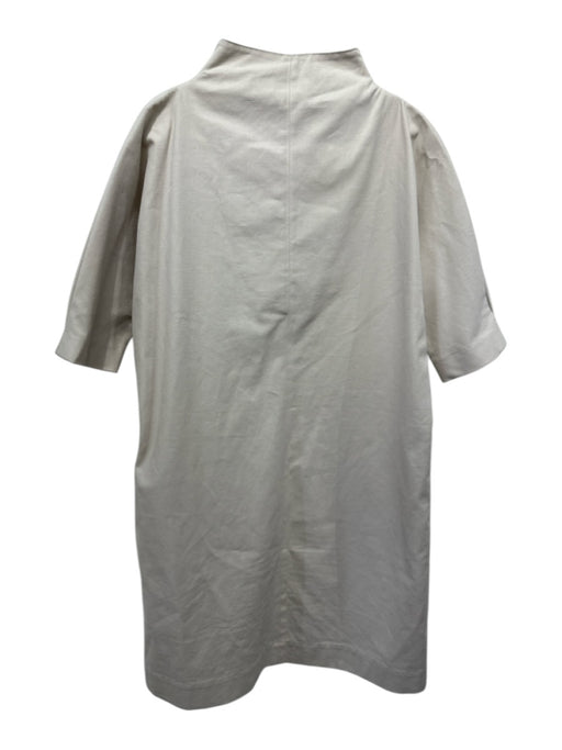 Ann Mashburn Size Small Beige Cotton Khaki Short Sleeve V Neck Dress Beige / Small