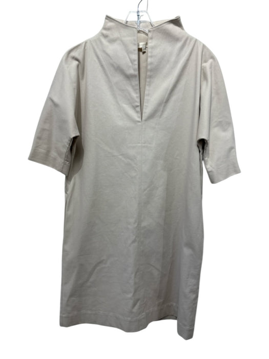 Ann Mashburn Size Small Beige Cotton Khaki Short Sleeve V Neck Dress Beige / Small