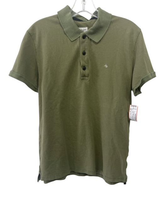 Rag & Bone Size S Green Cotton Solid Polo Men's Short Sleeve Green / S