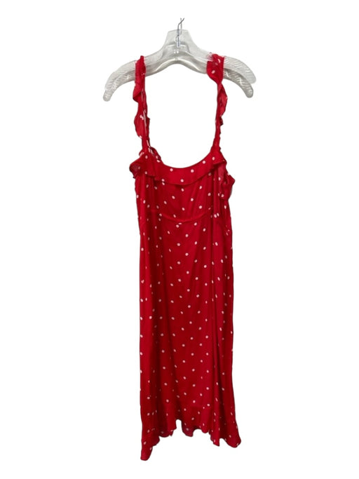 For Love & Lemons Size S Red & White Rayon Blend Polka Dots Ruffle Straps Dress Red & White / S