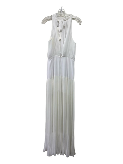 Veronica Beard Size 8 White Polyester High Tie Neck Sleeveless Pleated Dress White / 8