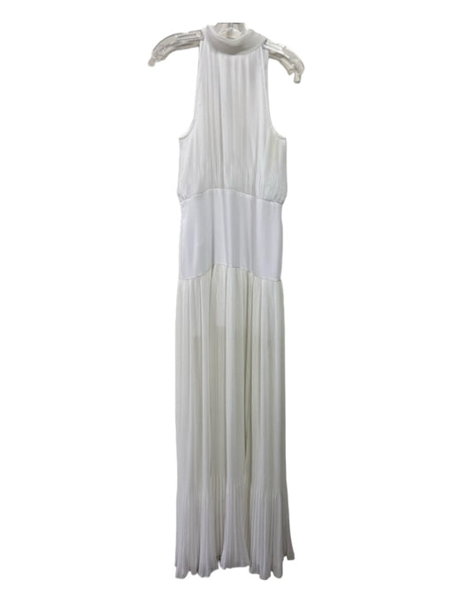 Veronica Beard Size 8 White Polyester High Tie Neck Sleeveless Pleated Dress White / 8