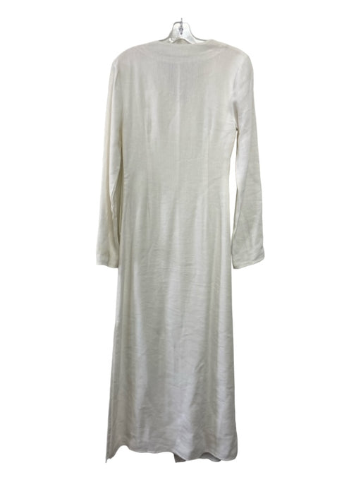 Sir. Size 1/S White Linen V Neck Long Sleeve Side Gather Maxi Dress White / 1/S