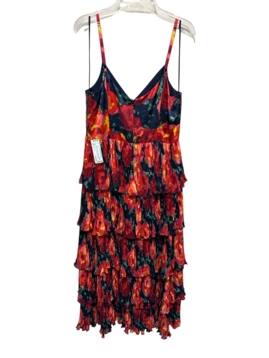 Cinq a Sept Size 6 Red, Orange, Blue Polyester Spaghetti Strap Floral Dress Red, Orange, Blue / 6