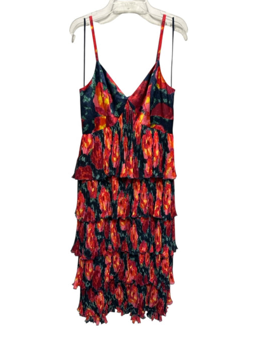 Cinq a Sept Size 6 Red, Orange, Blue Polyester Spaghetti Strap Floral Dress Red, Orange, Blue / 6