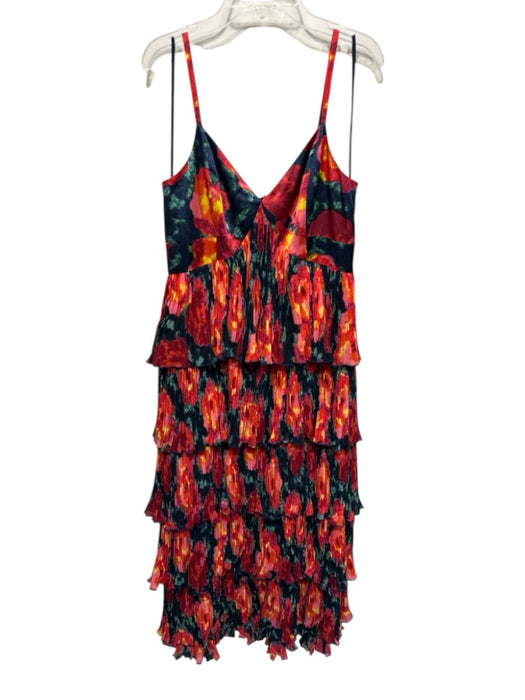 Cinq a Sept Size 6 Red, Orange, Blue Polyester Spaghetti Strap Floral Dress Red, Orange, Blue / 6
