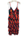 Cinq a Sept Size 6 Red, Orange, Blue Polyester Spaghetti Strap Floral Dress Red, Orange, Blue / 6