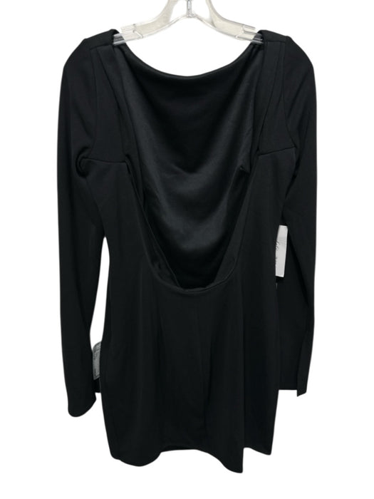 Katie May Size Large Black Polyester Blend Long Sleeve Darted Open Back Dress Black / Large