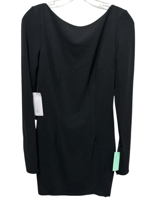 Katie May Size Large Black Polyester Blend Long Sleeve Darted Open Back Dress Black / Large