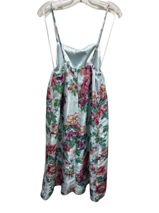 BHLDN Size Medium Blue, Pink, Green Spaghetti Strap Floral Smocked Neck Gown Blue, Pink, Green / Medium