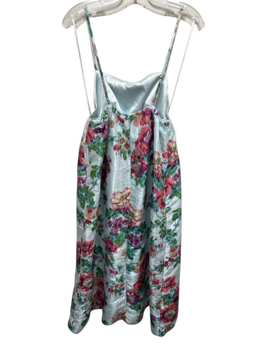 BHLDN Size Medium Blue, Pink, Green Spaghetti Strap Floral Smocked Neck Gown Blue, Pink, Green / Medium