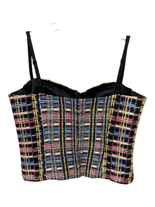 Milly Size Small Black & Multi Cotton Blend Spaghetti Strap Tweed corset Top Black & Multi / Small