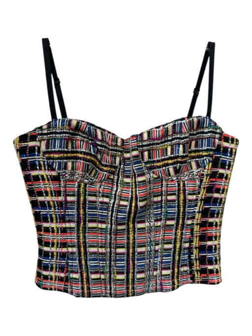 Milly Size Small Black & Multi Cotton Blend Spaghetti Strap Tweed corset Top Black & Multi / Small