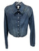 RE/DONE Size Medium Dark Wash Cotton Blend Long Sleeve Pleated Snap Button Top Dark Wash / Medium