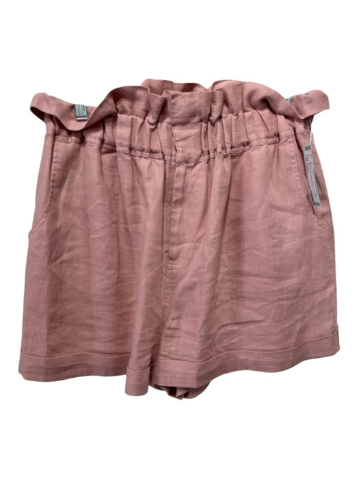 Posse Size Large Mauve Pink Linen Elastic Waist High Rise Pockets Shorts Mauve Pink / Large