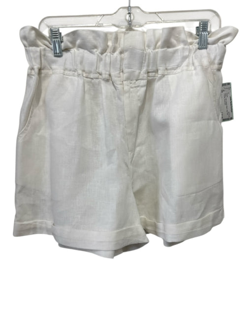 Posse Size Large White Linen Elastic Waist High Rise Pockets Shorts White / Large