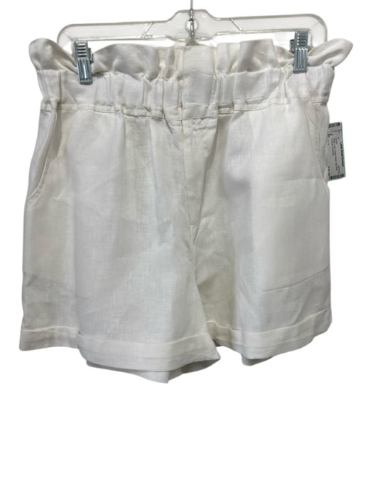 Posse Size Large White Linen Elastic Waist High Rise Pockets Shorts White / Large