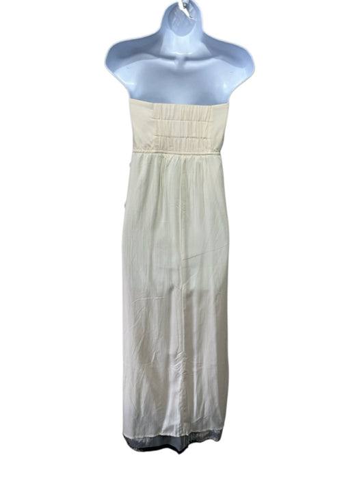 Dissh Size 6/8 Cream White & Black Viscose Strapless Front Tie Slits Pant Set Cream White & Black / 6/8