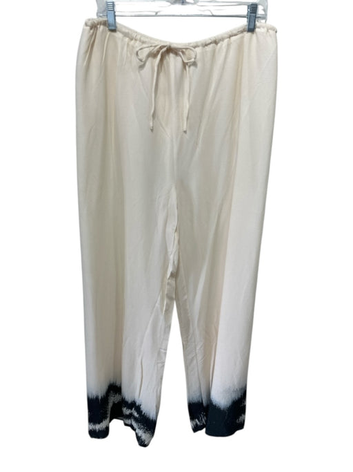Dissh Size 6/8 Cream White & Black Viscose Strapless Front Tie Slits Pant Set Cream White & Black / 6/8