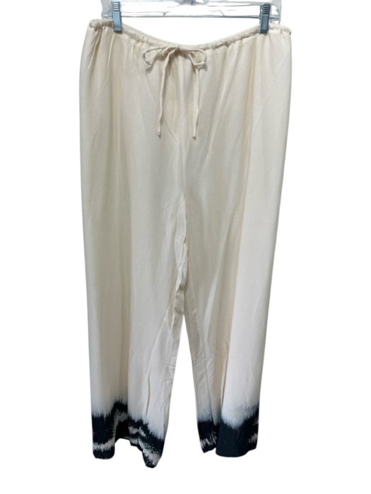 Dissh Size 6/8 Cream White & Black Viscose Strapless Front Tie Slits Pant Set Cream White & Black / 6/8