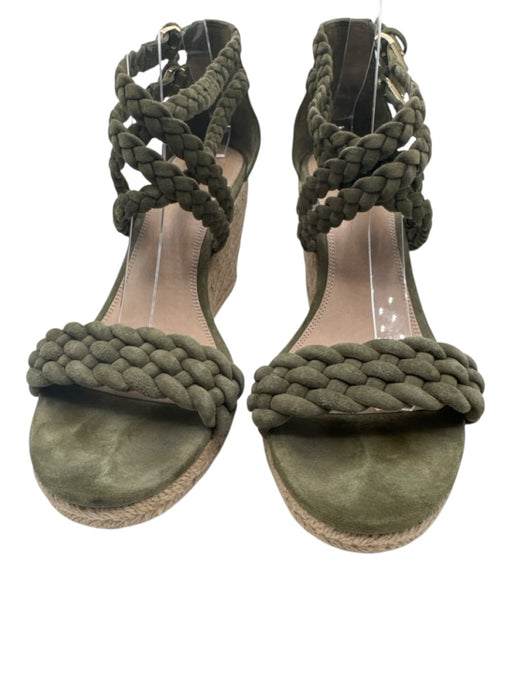 Tory Burch Shoe Size 10 Olive Green Leather Suede open toe Braided Espadrille Olive Green / 10