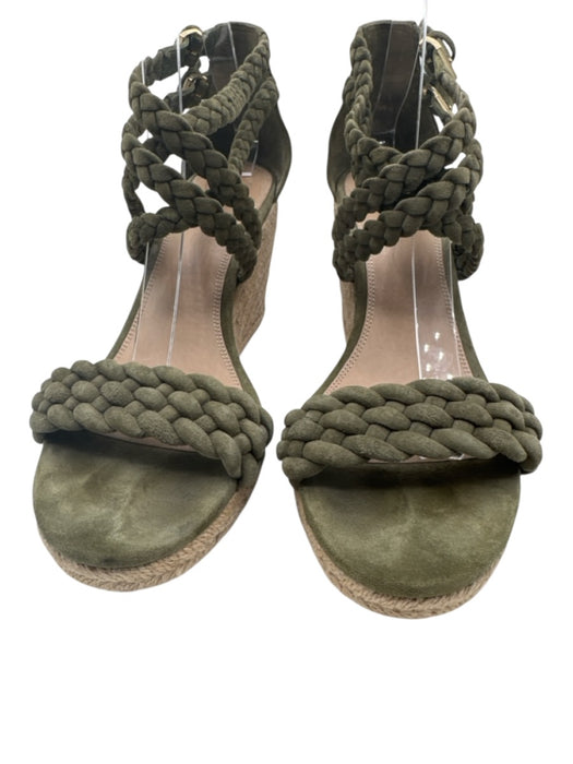 Tory Burch Shoe Size 10 Olive Green Leather Suede open toe Braided Espadrille Olive Green / 10