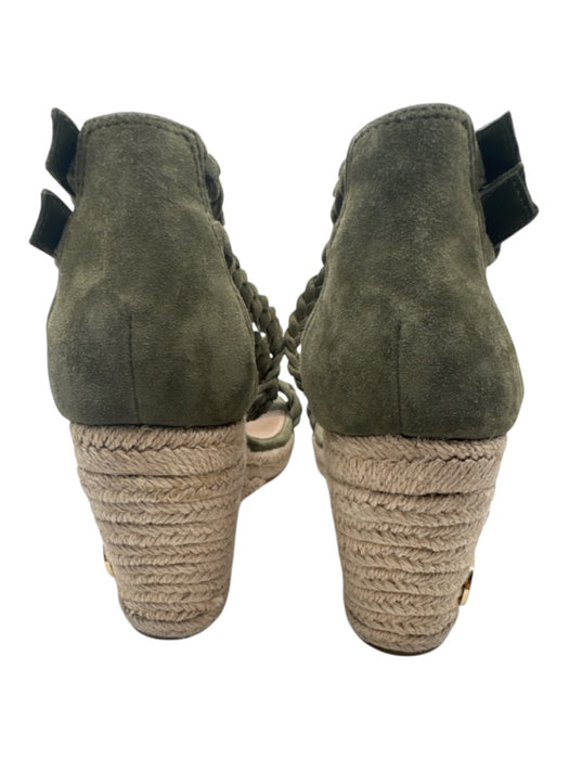 Tory Burch Shoe Size 10 Olive Green Leather Suede open toe Braided Espadrille Olive Green / 10