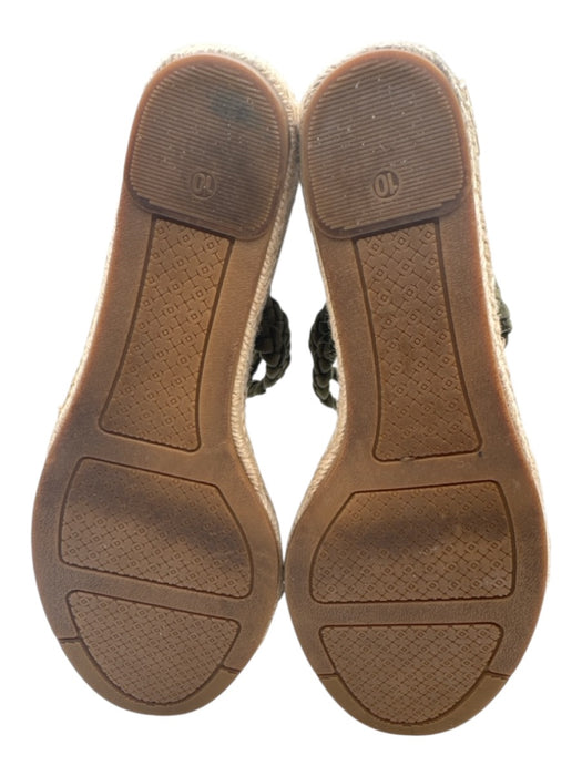 Tory Burch Shoe Size 10 Olive Green Leather Suede open toe Braided Espadrille Olive Green / 10