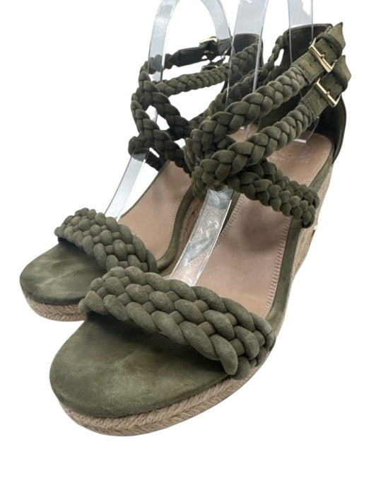 Tory Burch Shoe Size 10 Olive Green Leather Suede open toe Braided Espadrille Olive Green / 10