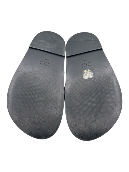 Porte & Paire Shoe Size 40 Black Leather Upper Thong Ankle Wrap Flat Sandals Black / 40