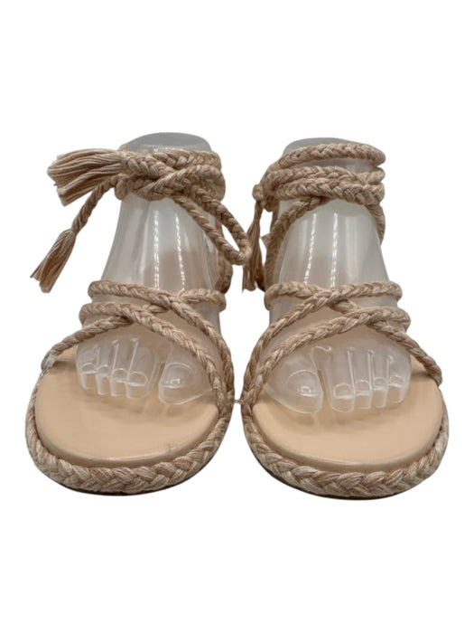 Antolina Shoe Size 41 Beige Leather open toe Braided Ankle Wrap Flat Sandals Beige / 41