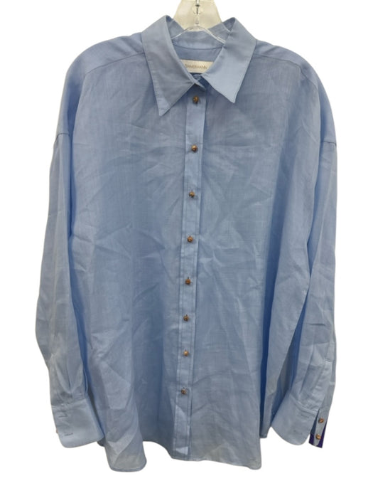 Zimmermann Size 3 Light Blue Ramie Long Sleeve Button Front Shirt Top Light Blue / 3