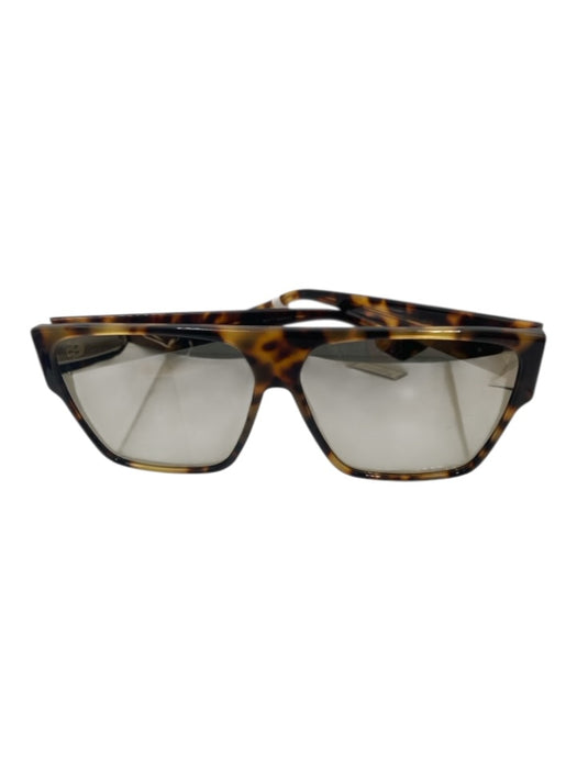 Christian Dior Brown Acetate Tortoiseshell Mirror Lens Flat Top Sunglasses Brown