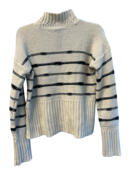 Veronica Beard Size S White & Black Wool Blend Knit Long Sleeve Stripe Sweater White & Black / S