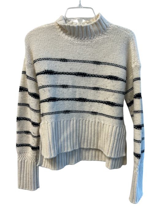 Veronica Beard Size S White & Black Wool Blend Knit Long Sleeve Stripe Sweater White & Black / S