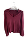 Nation Size S Maroon Cotton Long Sleeve Shirred Ruffle V Neck Top Maroon / S