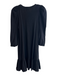 Nation Size S Black Cotton Long Sleeve V Neck Solid Color Puff Sleeve Dress Black / S