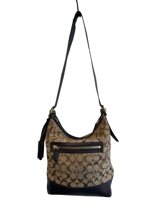 Coach Brown Canvas Leather Accent Top Handle Zip Close Logo Bag Brown / M