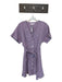 Olivaceous Size M Purple Linen Blend Short Sleeve Button Down Belted Dress Purple / M