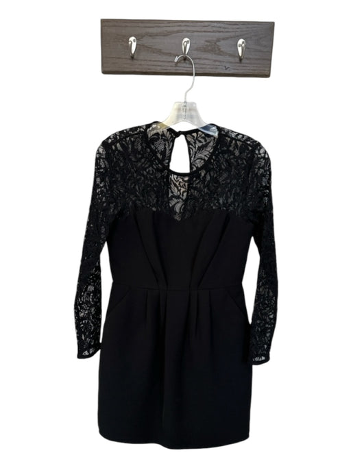 Shoshanna Size 8 Black Nylon Blend Long Sleeve Lace Dress Black / 8